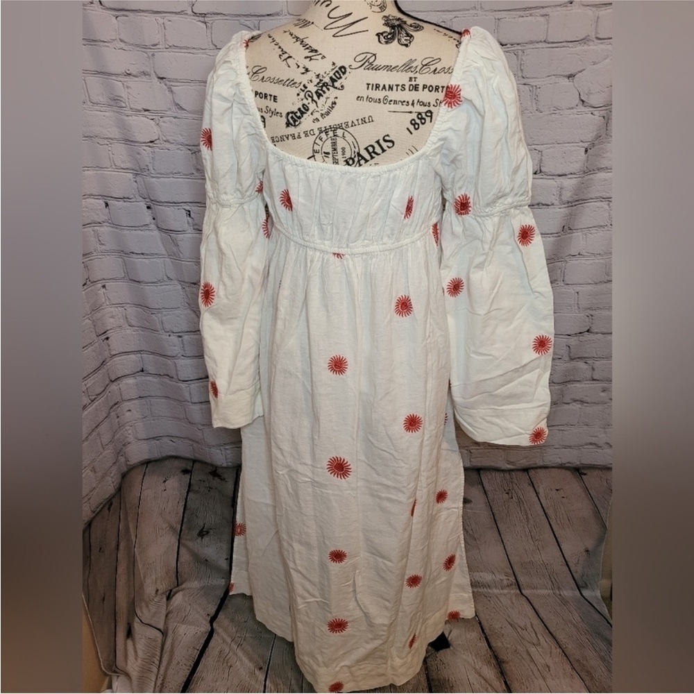 Free People Emory White Maxi Dress with Red Floral Accents - S NWOT - Picture 3 of 11